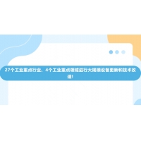 27個工業(yè)重點行業(yè)、4個工業(yè)重點領域進行大規(guī)模設備更新和技術改造！